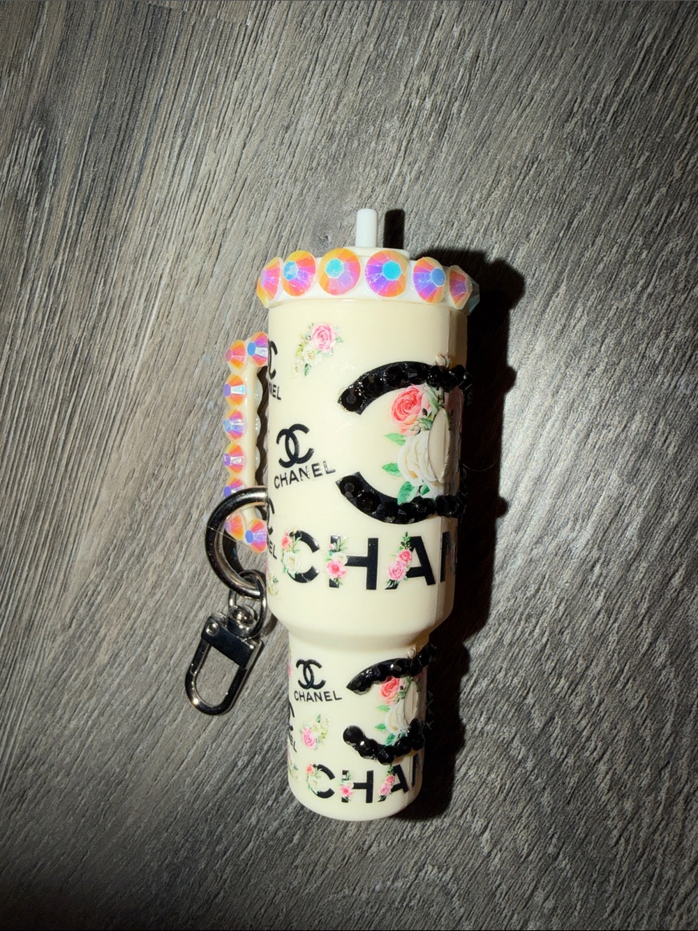 Custom bedazzled mini tumblr keychain by Joelle